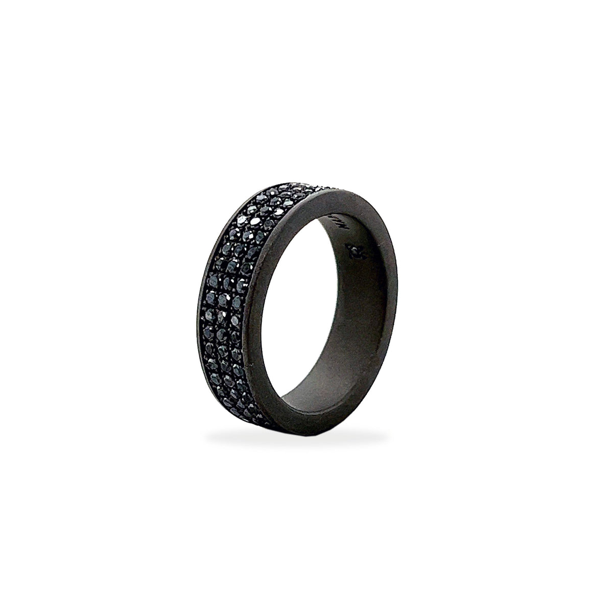 Anello Uomo In Titanio Nero Con Zircone Rotondo - Tension Setting - Taglia 11 - Comfort Fit - Foto 2