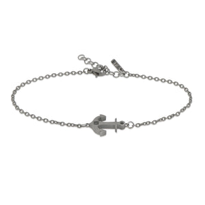 BRACCIALE IN TITANIO CON ANCORA E DIAMANTE BLACK