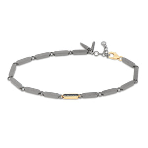 BRACCIALE NAVETTE IN TITANIO CON UNA NAVETTA IN ORO GIALLO 9 KT E DIAMANTI BLACK