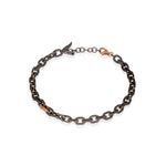 BRACCIALE UOMO CON CATENA IN TITANIO, ORO ROSSO 9 KT E DIAMANTI BROWN