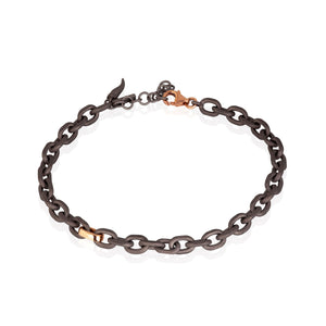 BRACCIALE UOMO CON CATENA IN TITANIO E ORO ROSSO 9 KT