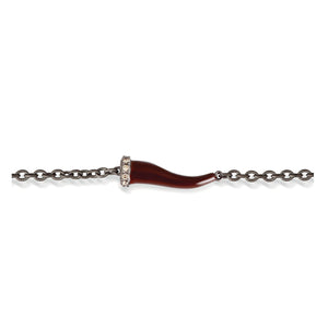 BRACCIALE CHARMS CON CORNETTO SMALTATO MOCHA IN TITANIO, 5 BROWN E CATENA