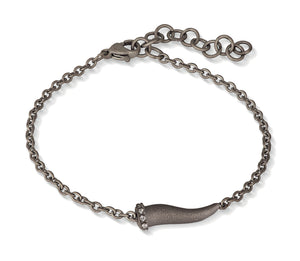 BRACCIALE CHARMS CON CORNETTO IN TITANIO, 5 WHITE E CATENA