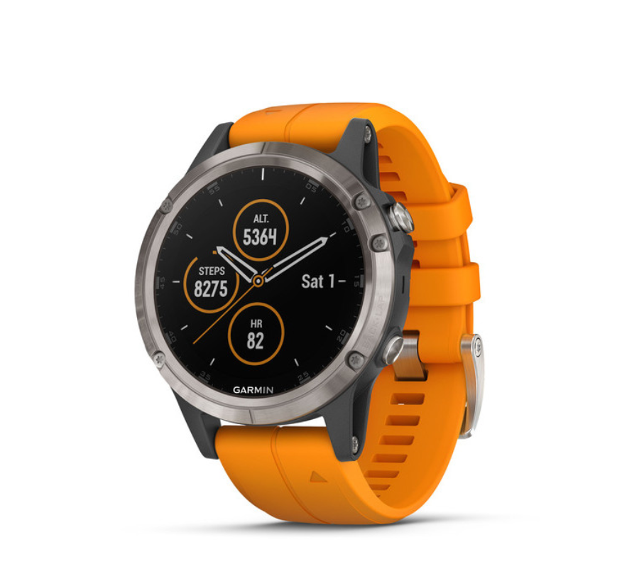 OROLOGIO GARMIN FENIX 5 PLUS SAPPHIRE TITANIUM ORANGE BAND 010-01988-05