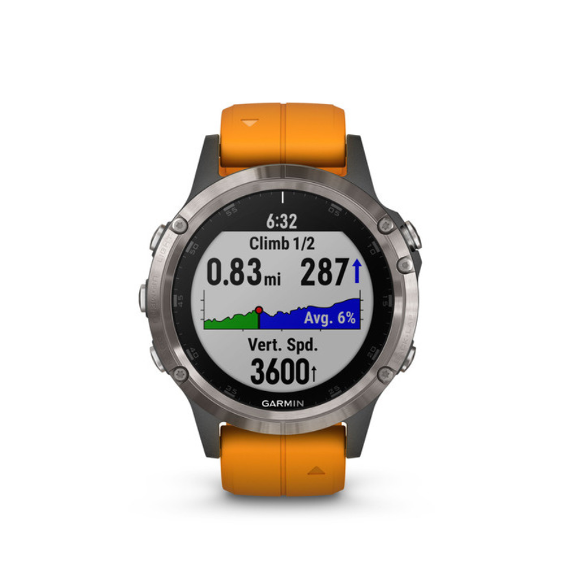 OROLOGIO GARMIN FENIX 5 PLUS SAPPHIRE TITANIUM ORANGE BAND 010-01988-05