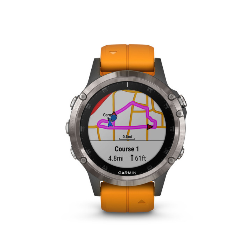 OROLOGIO GARMIN FENIX 5 PLUS SAPPHIRE TITANIUM ORANGE BAND 010-01988-05