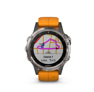 OROLOGIO GARMIN FENIX 5 PLUS SAPPHIRE TITANIUM ORANGE BAND 010-01988-05