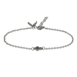 BRACCIALE IN TITANIO CON CROCE CENTRALE E DIAMANTI BLACK