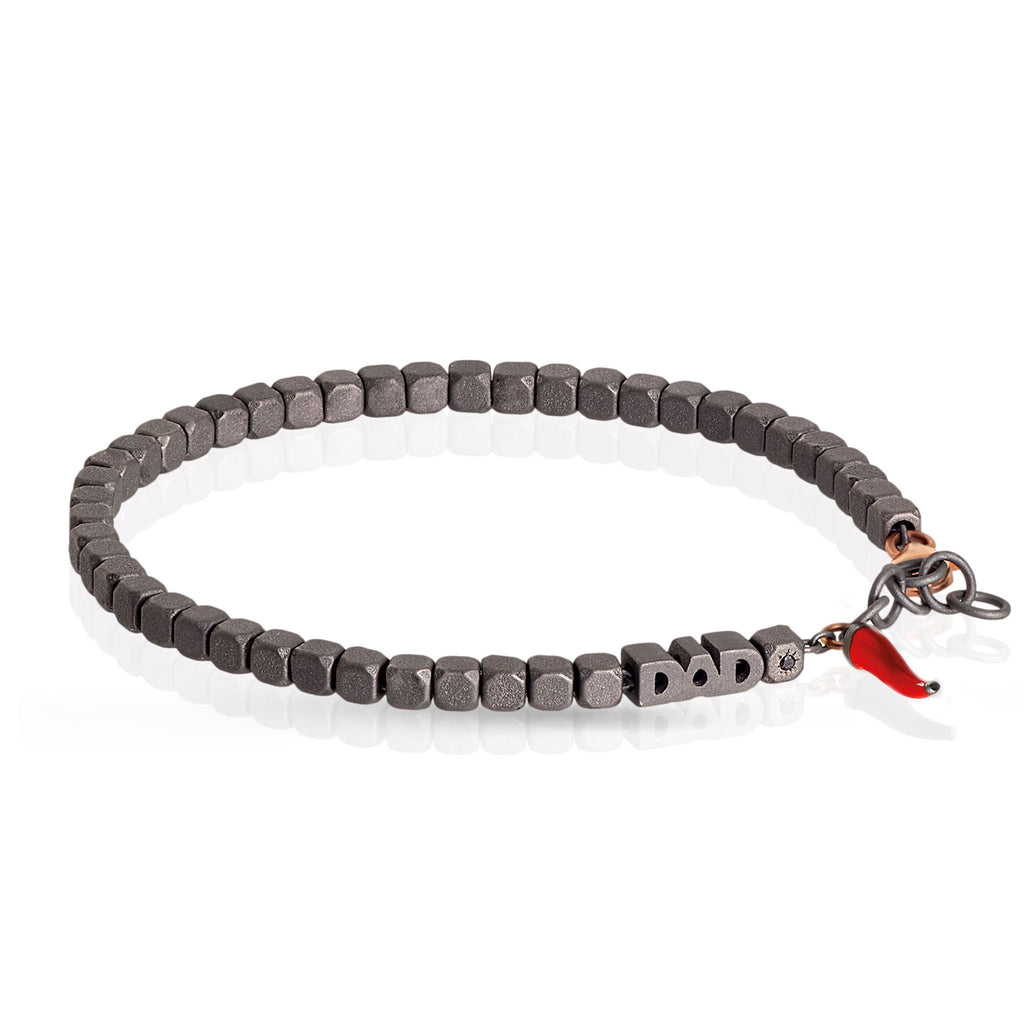BRACCIALE DAD IN TITANIO, ORO ROSSO 9KT E CORNETTO ROSSO