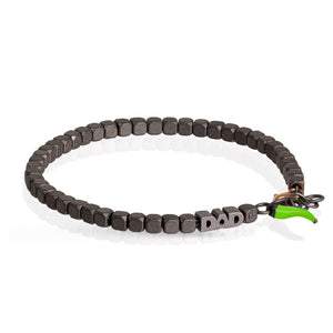 BRACCIALE DAD IN TITANIO, ORO ROSSO 9KT E CORNETTO VERDE