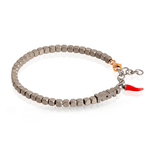 BRACCIALE MOM IN TITANIO, ORO ROSSO 9KT E 1 DIAMANTE BLACK