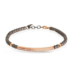 BRACCIALE UOMO IN TITANIO, BARETTA E 2 CUBI IN ORO ROSSO 9KT  E DIAMANTI WHITE