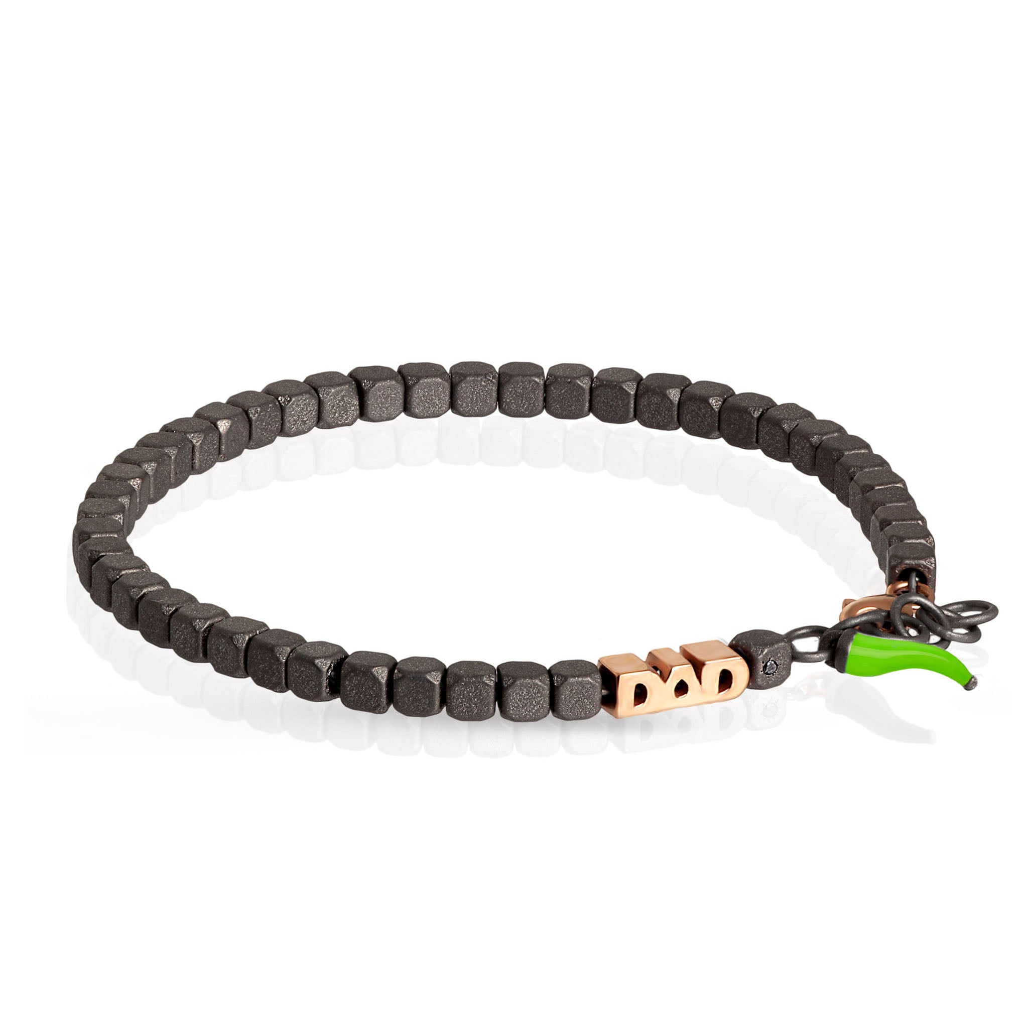 BRACCIALE DAD IN ORO ROSSO 9KT E CORNETTO VERDE