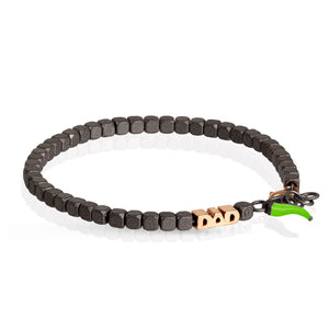 BRACCIALE DAD IN ORO ROSSO 9KT E CORNETTO VERDE
