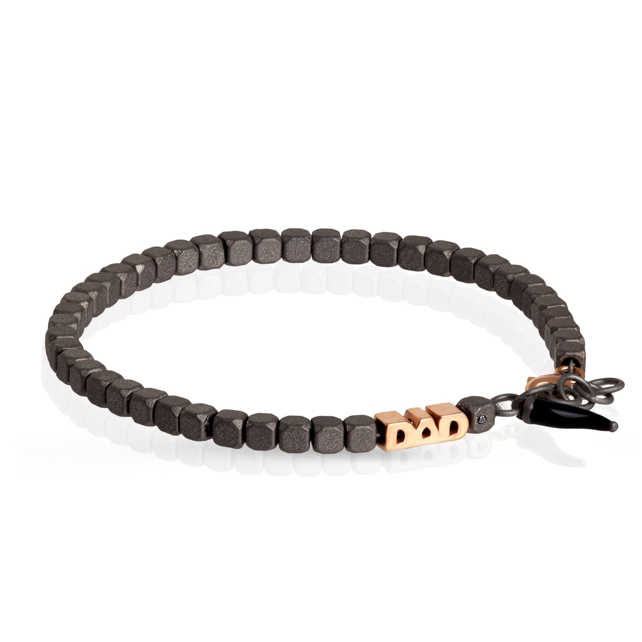 BRACCIALE DAD IN ORO ROSSO 9KT E CORNETTO NERO