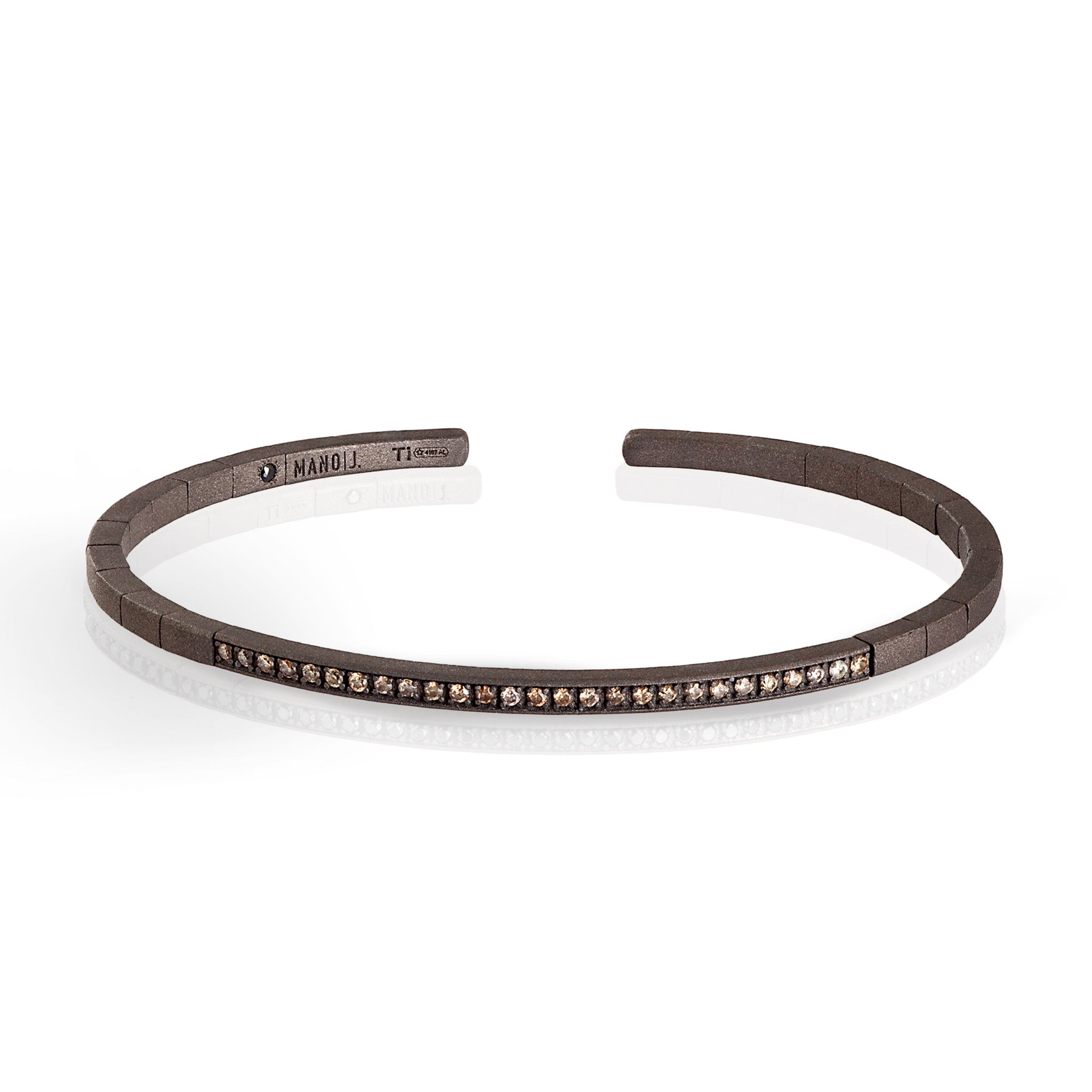 BRACCIALE A MOLLA IN TITANIO E 27 DIAMANTI BROWN DA 1 PUNTO