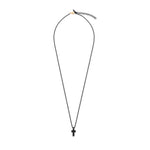 COLLANA IN TITANIO NERO CON CROCE, DIAMANTI BLACK E MOSCHETTONE IN ORO ROSSO 9 KT