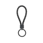 PORTACHIAVI IN TITANIO NERO CON CORDINO IN PELLE NERO E DIAMANTE BLACK DA 5 PUNTI
