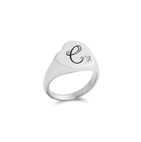 ANELLO A CUORE OBLIQUO IN ARGENTO NUMERI E PAROLE COLLECTION Ref. AN221