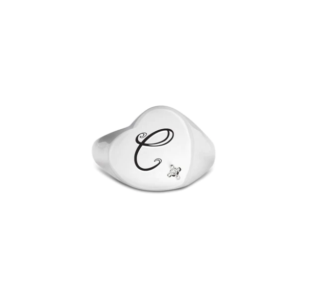 ANELLO A CUORE OBLIQUO IN ARGENTO NUMERI E PAROLE COLLECTION Ref. AN221