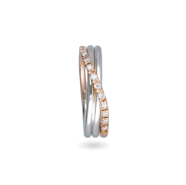 ANELLO FILODELLAVITA CLASSIC COLLECTION 3 FILI ARGENTO ORO ROSA E DIAMANTI Ref. AN8ARBT. 