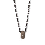 BARILOTTO LINEA WATT TITANIO,  3 DIAMANTI WHITE, ORO ROSSO 9 KT E CATENA .