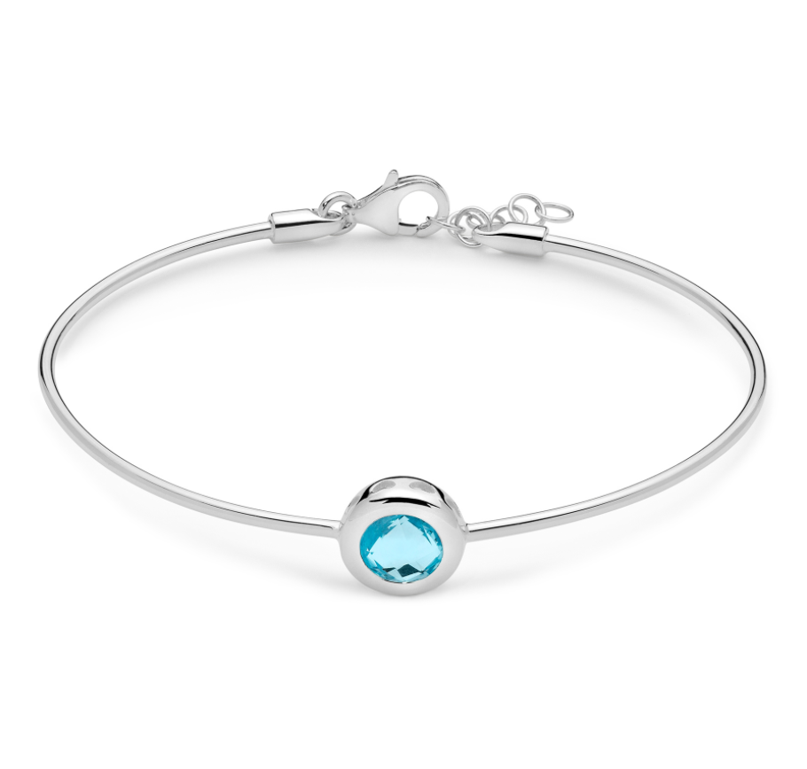 BRACCIALE RIGIDO MISS ITALIA 2021 ARGENTO E TOPAZIO AZZURRO BRD928