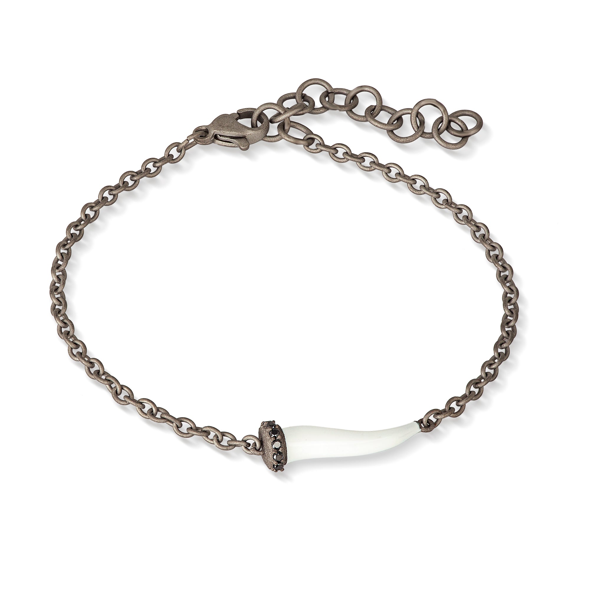 BRACCIALE CHARMS CON CORNETTO SMALTATO BIANCO IN TITANIO 5 BLACK