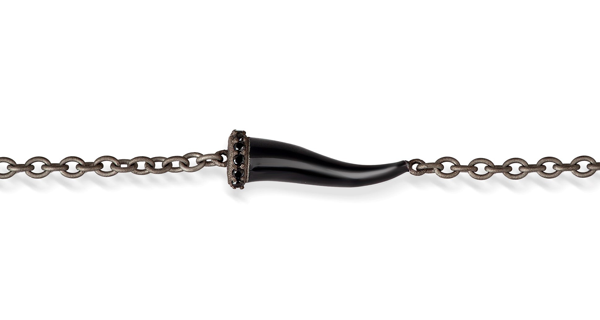 BRACCIALE CHARMS CON CORNETTO SMALTATO NERO IN TITANIO, 5 BLACK E CATENA