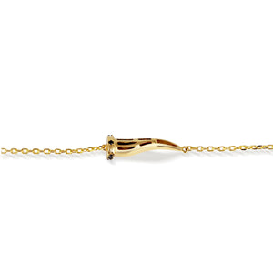 BRACCIALE CHARMS CON CORNETTO IN ORO GIALLO 9KT E  DIAMANTI BLACK