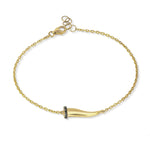 BRACCIALE CHARMS CON CORNETTO IN ORO GIALLO 9KT E  DIAMANTI BLACK