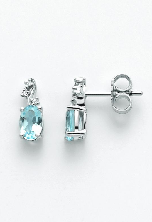 ORECCHINI PENDENTI ORO BIANCO TOPAZIO AZZURRO E DIAMANTI ERD2306X