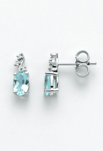 ORECCHINI PENDENTI ORO BIANCO TOPAZIO AZZURRO E DIAMANTI ERD2306X