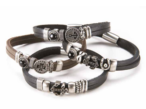 BRACCIALE UOMO PELLE NERA SOVRANI LOVERLINE ref. J855L