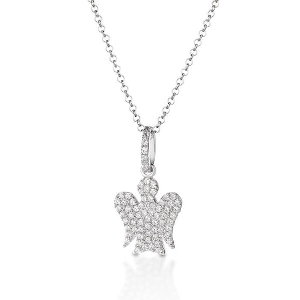 Morella Collana Angelo Custode In Acciaio Inox Con Ciondolo Sfera Om Mantra E Zirconi - 70 Cm, Campanella Sostituibile - Regalo In Sacchetto Velluto
