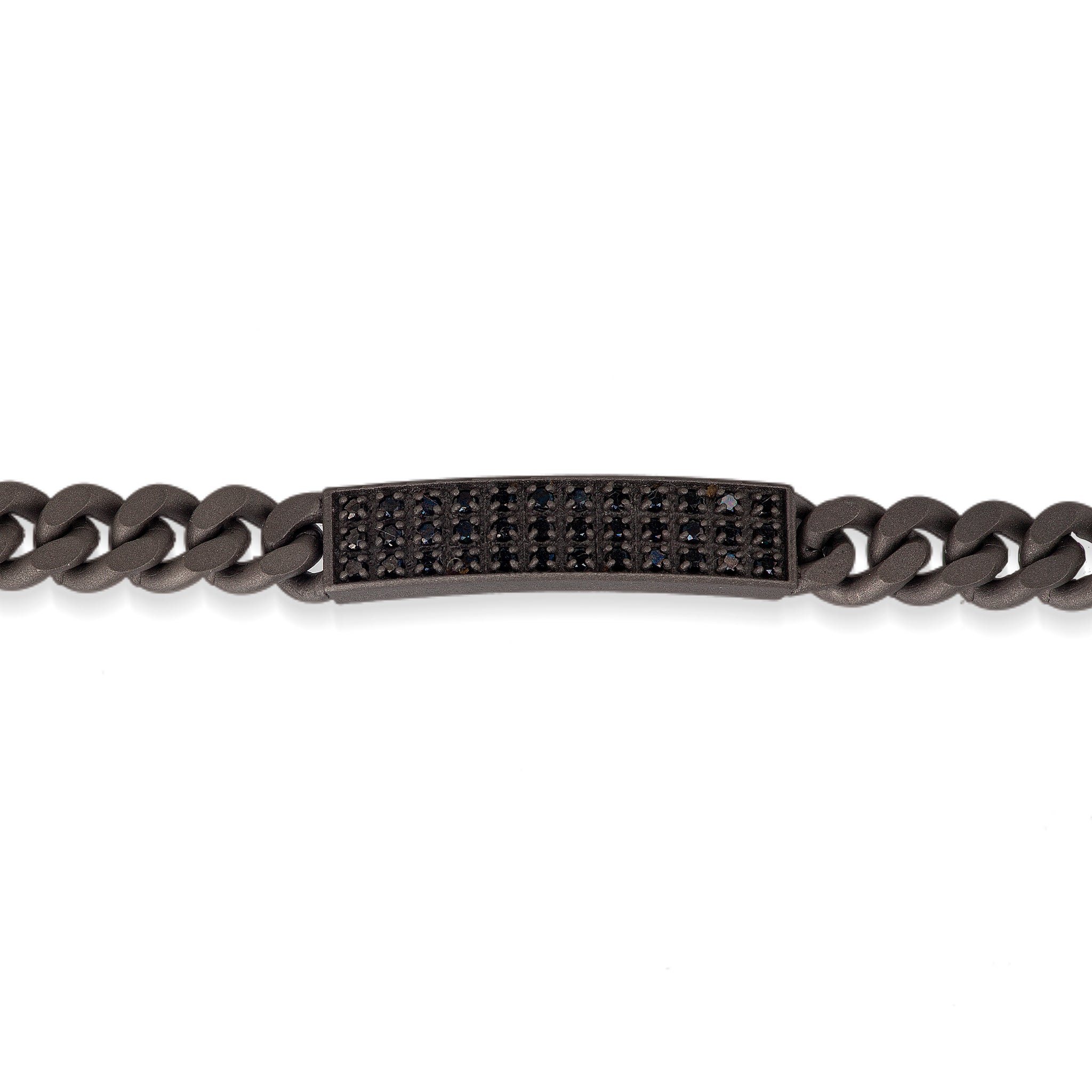 BRACCIALE UOMO LINEA GROUMETTE IN TITANIO, TARGHETTA CON DIAMANTI BLACK E ORO ROSSO 18KT.