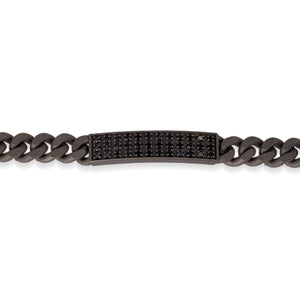 BRACCIALE UOMO LINEA GROUMETTE IN TITANIO, TARGHETTA CON DIAMANTI BLACK E ORO ROSSO 18KT.