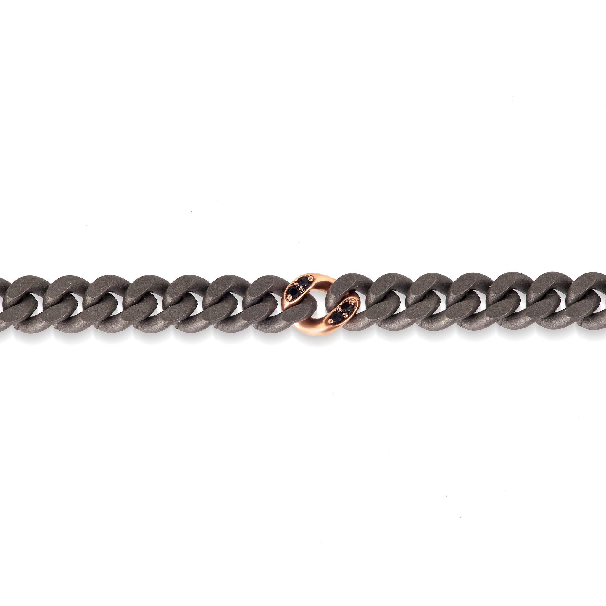 BRACCIALE UOMO LINEA GROUMETTE IN TITANIO, DIAMANTI BLACK E ORO ROSSO 18KT.