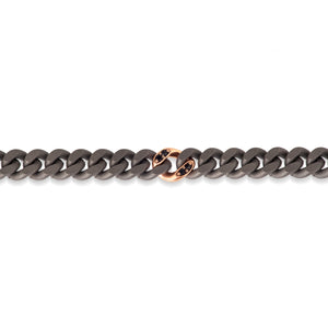 BRACCIALE UOMO LINEA GROUMETTE IN TITANIO, DIAMANTI BLACK E ORO ROSSO 18KT.
