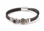BRACCIALE UOMO PELLE NERA SOVRANI LOVERLINE ref. J855L