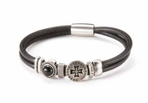 BRACCIALE UOMO PELLE NERA SOVRANI LOVERLINE ref. J855L