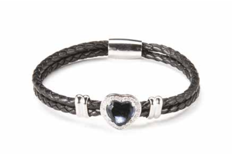 BRACCIALE PELLE DONNA SOVRANI LOVER LINE ref. J877S CUORE BLU 