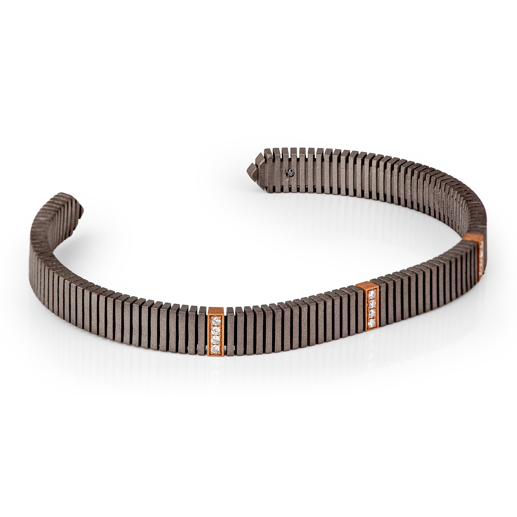 BRACCIALE LINEAR TITANIO+ORO+12 WHITE TUTTO RIGATO