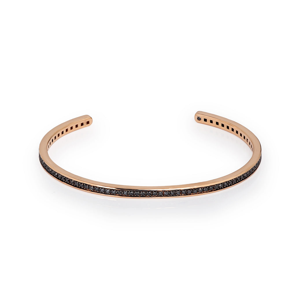 BRACCIALE RIGIDO DA UOMO IN ORO ROSSO 9 KT  E 89 DIAMANTI BLACK.