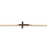 BRACCIALE UOMO CON CROCE IN ORO ROSSO 9 KT, CATENA ORO ROSSO 9 KT E DIAMANTI BLACK.