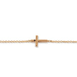 BRACCIALE UOMO CON CROCE IN ORO ROSSO 9 KT, CATENA ORO ROSSO 9 KT E DIAMANTI BLACK.