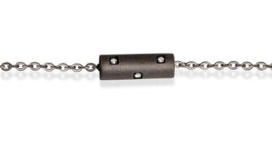 BRACCIALE CON CILINDRO CORTO IN TITANIO SABBIATO, 6 DIAMANTI WHITE, CATENA CON CONTROMAGLIA IN ORO ROSSO 18KT