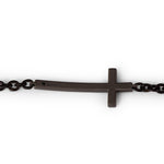 BRACCIALE CON CROCE TITANIO,9 DIAMANTI BLACK,  ORO ROSSO 18 KT E ORO ROSSO 9 KT.