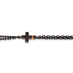 BRACCIALE UOMO CON 1 CROCE IN TITANIO,ORO ROSSO 18 KT E 9 KT, DIAMANTI BLACK E DOPPIA CATENA.