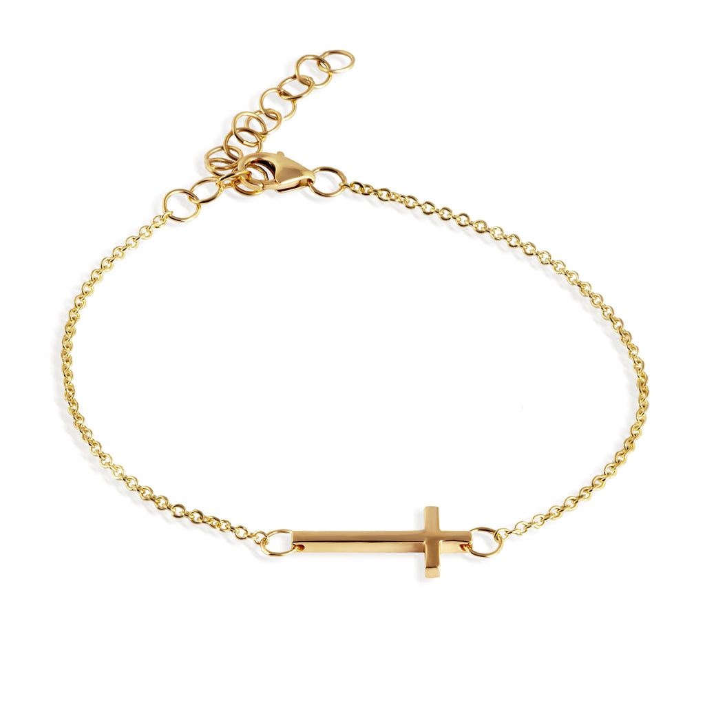 BRACCIALE MINIMAL CROCE PICCOLA LUCIDA ORO ROSSO 9 KT E CATENA ORO ROSA 9 KT